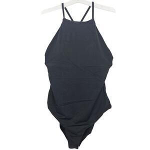 Andie Swim Womans size M The Asbury One Piece Swimsuit in Black High Neck NEW